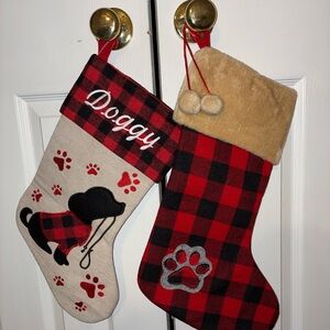 Red and Black Plaid Dog Christmas Stockings